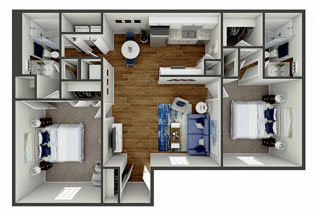 Floor plan 2 Bedroom, 2 Bath