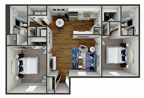 Floor plan 2 Bedroom, 2 Bath