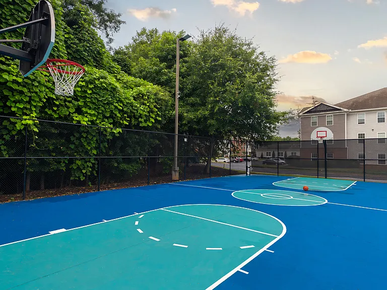 Stay active on our full-size basketball court perfect for pickup games and recreation, professionally operated by Highlands Vista Group.