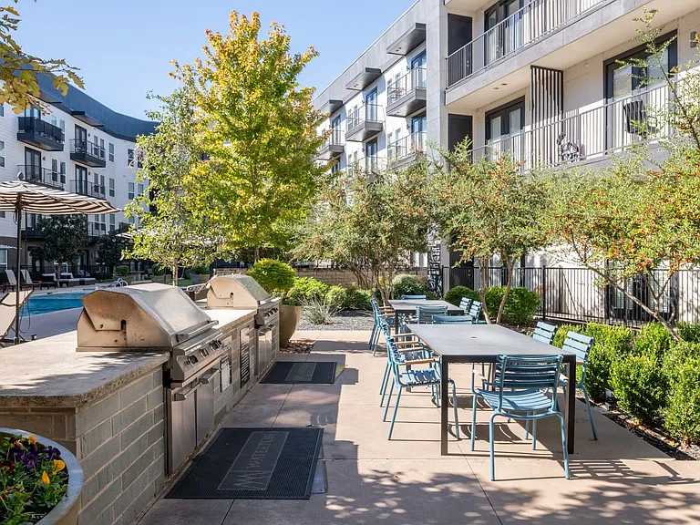 Outdoor BBQ Grilling Space at Abstract at Design District in Dallas TX, 75207