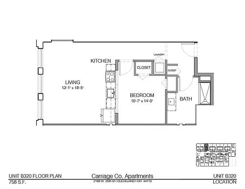 Floor plan c1-758 - 1 bed, 1 bath