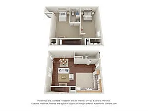 Floor plan 2 bed 1.5 bath Renovated TH