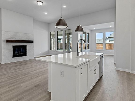 Island with pendant lighting