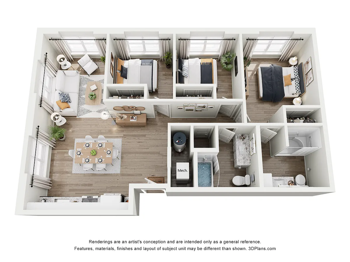 Floor plan 3BD2BA 60