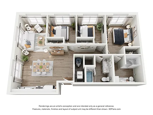 Floor plan 3BD2BA 60