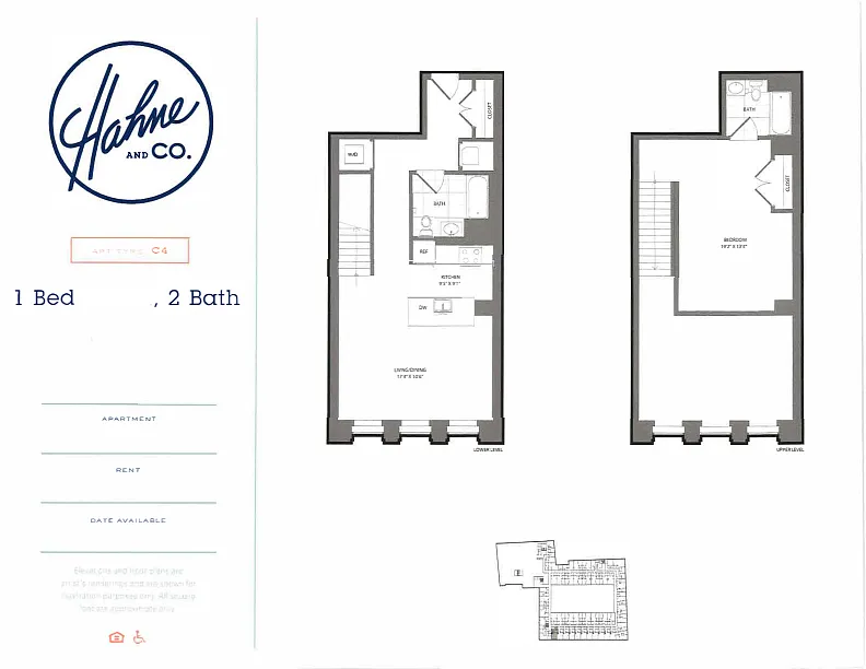 Floor plan 1 Bedroom / 2 Bathroom