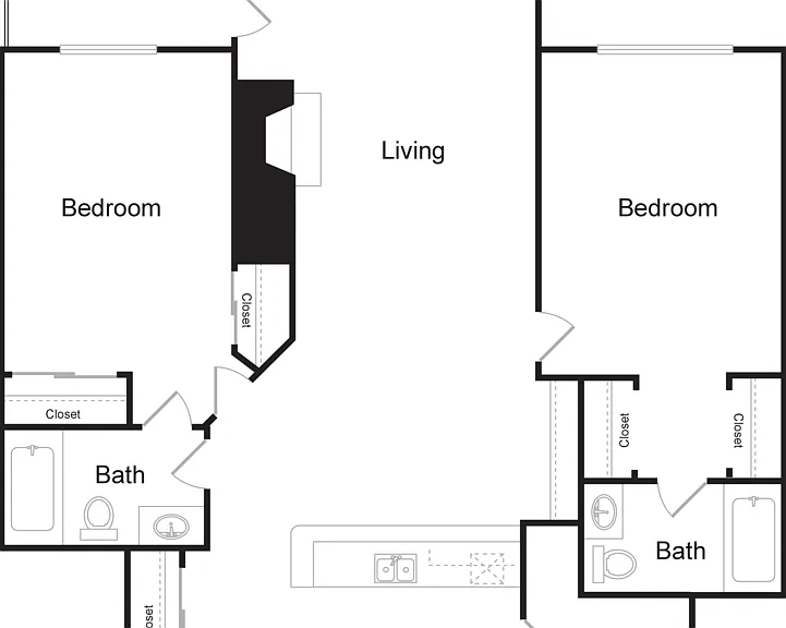 Two Bedroom, Two Bathroom (1030 sq ft) Two Bedroom, Two Bathroom (1030 sq ft)