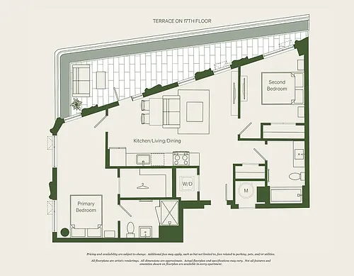 Floor plan 2 Bed- 2 Bath | BJ1 - Reva