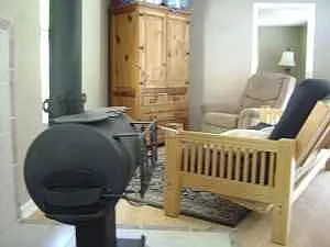 Living room with wood stove