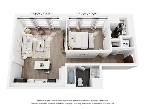 Floor plan 1 Bedroom 1 Bathroom | 704