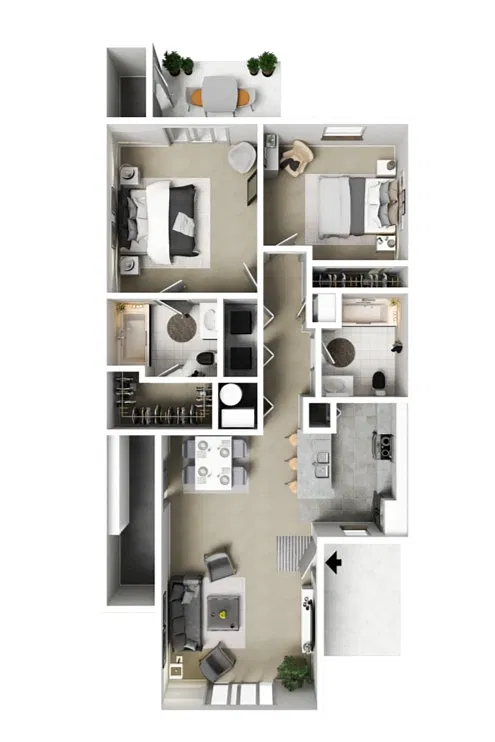 Floor plan Two Bedroom Two Bath - Phase I