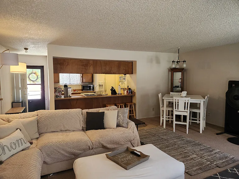 Living room looking to kitchen