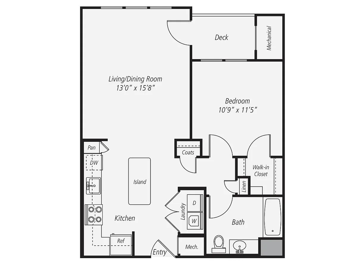 Floor plan 1 Bed/1 Bath-A2