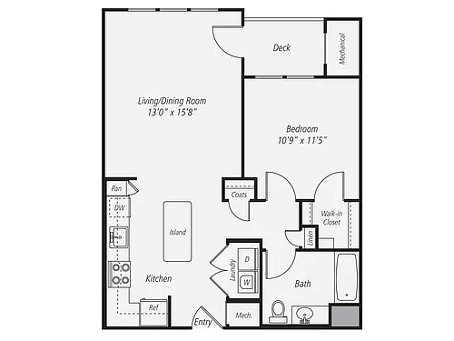 Floor plan 1 Bed/1 Bath-A2