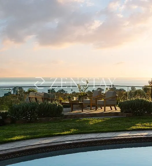 Resort-style circular pool as the centerpiece of the backyard