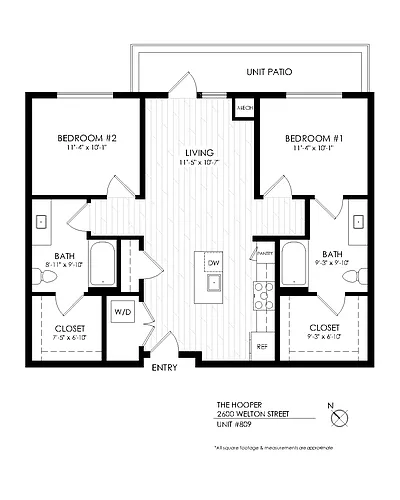 Floor plan 2 Bedroom 2 bath