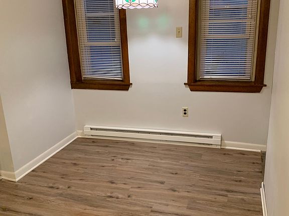 Spacious dining room with large windows