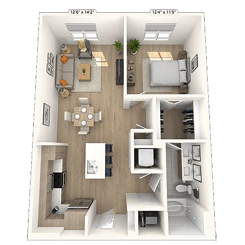 Floor plan AB 1x1 832 SF