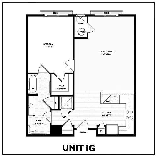 Floor plan 1 Bed/1 Bath-1G