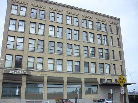 South side of building on dead-end street