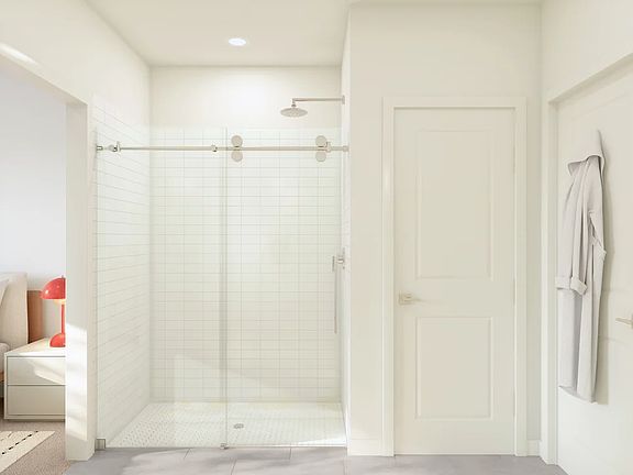 Primary bath with glass-shower enclosure