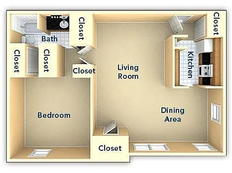 Floor plan One Bedroom One Bath