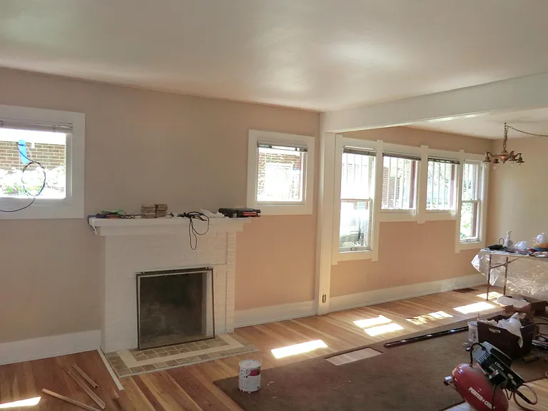 Living room, dining room during construction