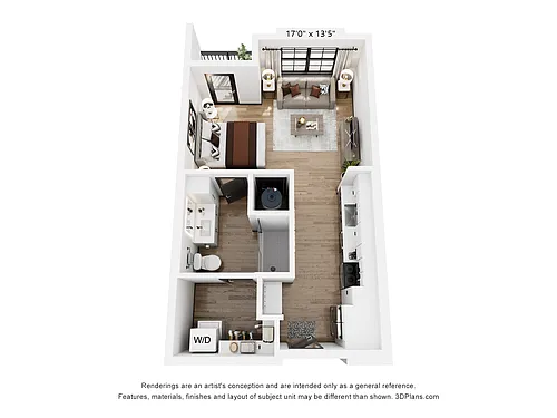 Floor plan S3: 0 Bed 1 Bath