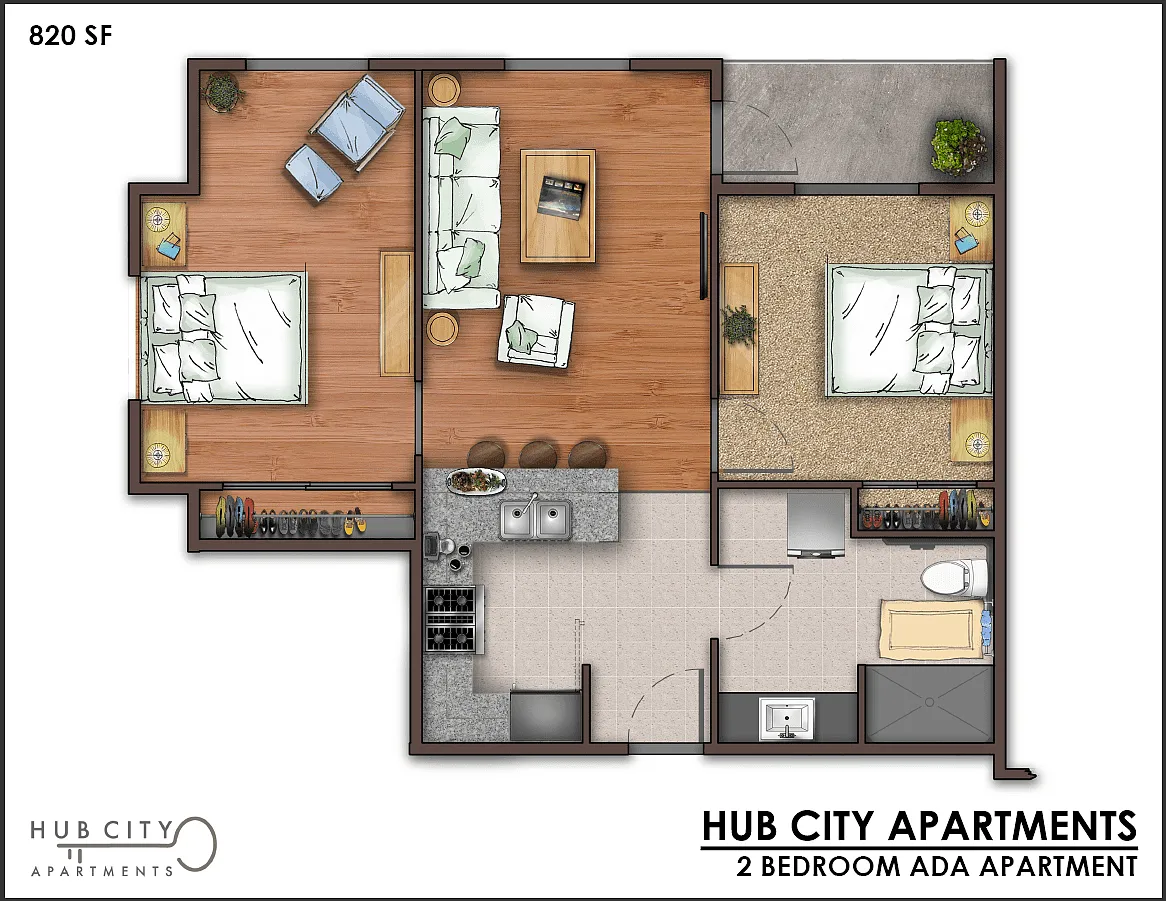 Floor plan 2-Bedroom - 2 Bathroom