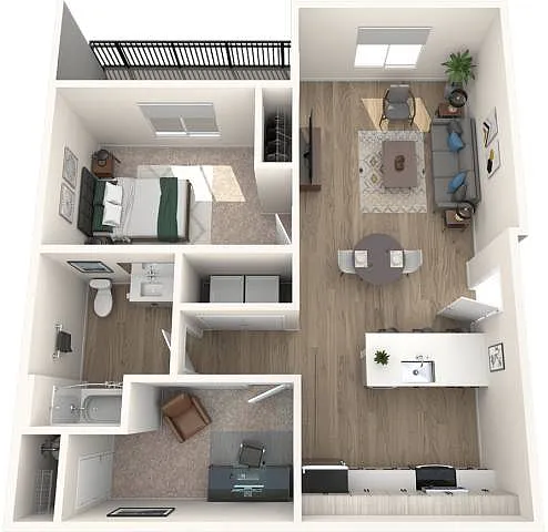 Floor plan 1x1 Den B4-A