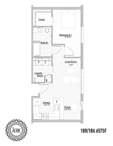 Floor plan The Aerie | 1 Bedroom 1 Bath