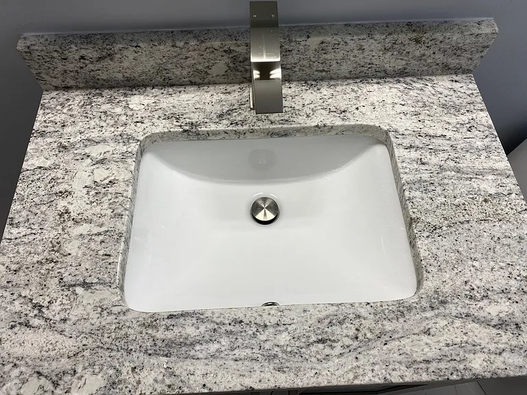Bathroom sink and counter space.