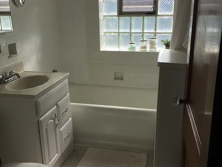 Bathroom with large tub.