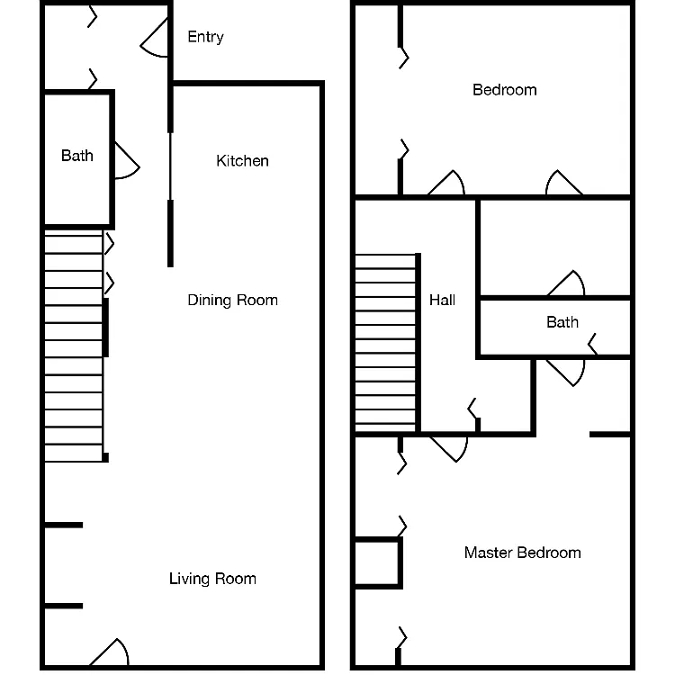Floor plan 2 Bedroom 1.5 Bathroom Townhome