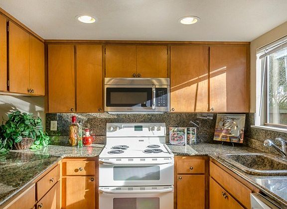 Open kitchen with a lot of natural light.