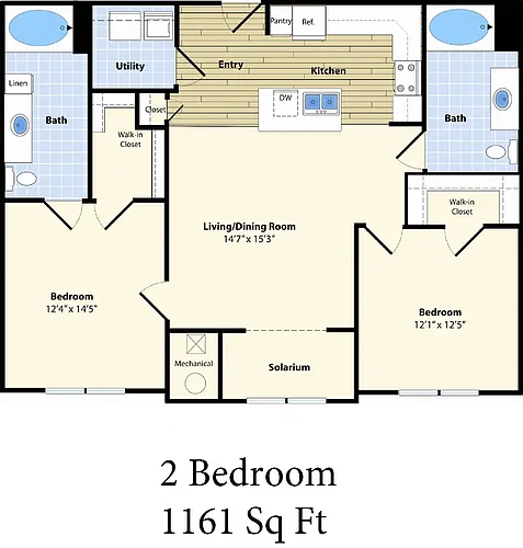 Floor plan Two Bedroom Two Bath B