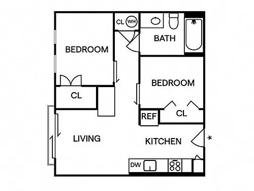 Floor plan B1 One bed w/Den 1630