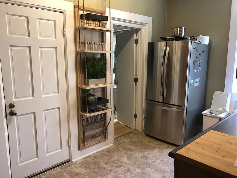 Kitchen showing new Fridge