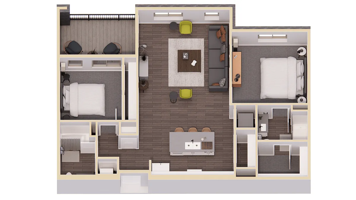 Floor plan 2 Bed- 1140 sq ft