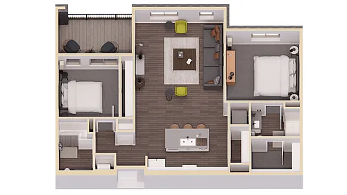 Floor plan 2 Bed - 1140 SF
