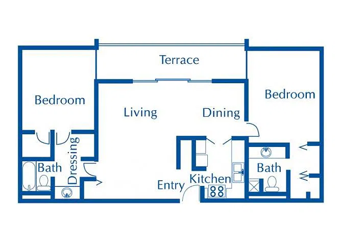 Floor plan Two Bedroom, Two Bathroom