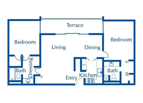 Floor plan Two Bedroom, Two Bathroom