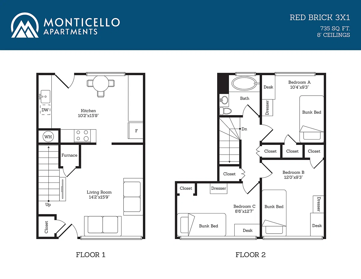 Floor plan Red Brick 3x1