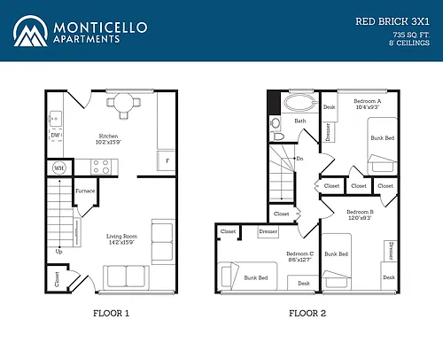 Floor plan Red Brick 3x1