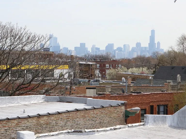 Beautiful city view from rooftop deck
