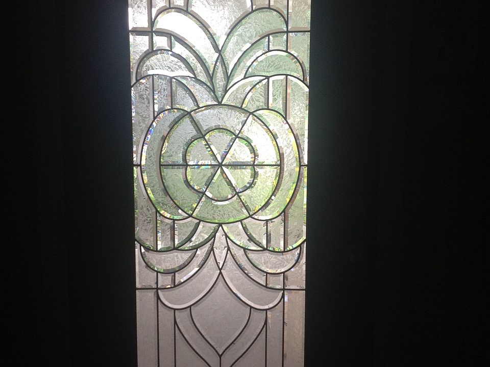 Leaded glass entry door