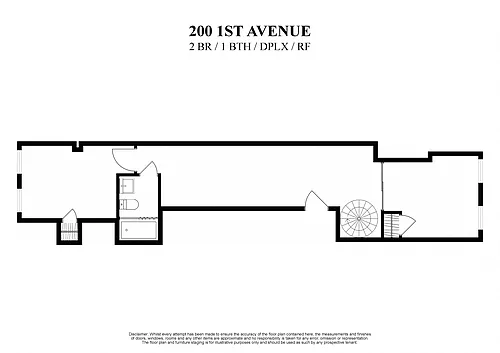 Floor plan 200 FIRST AVENUE - 2 BR / 1 BATH / DUPLEX / ROOF D