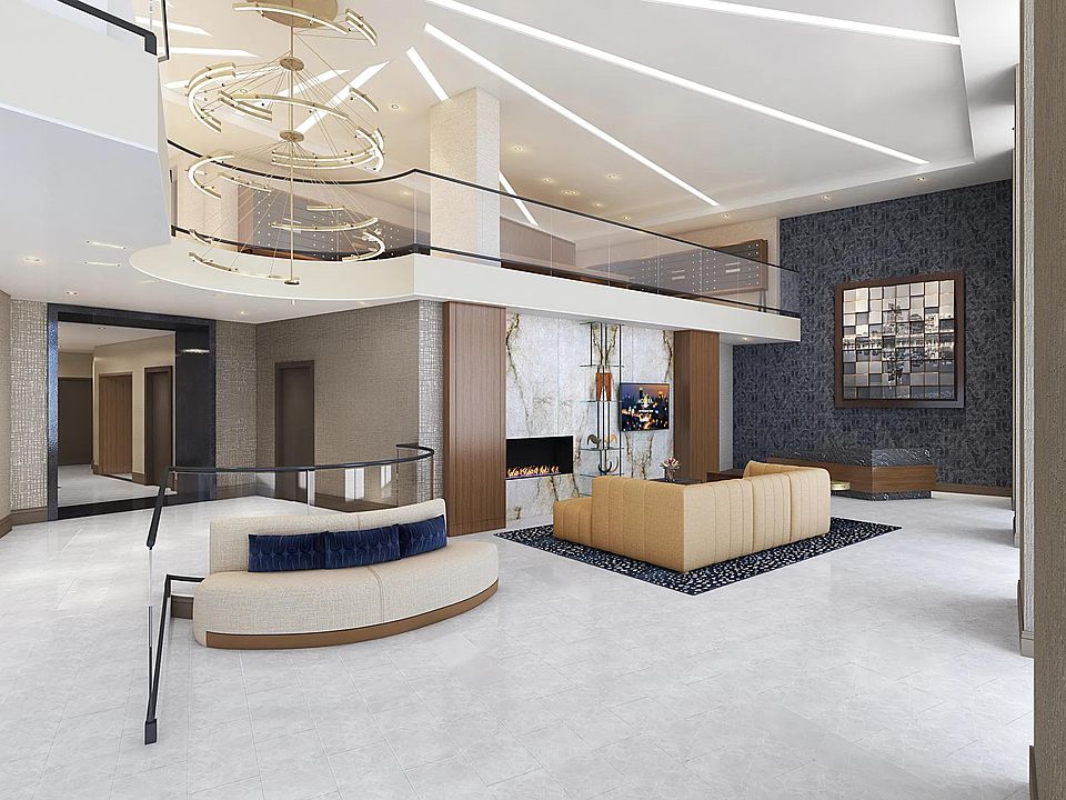 Hotel-inspired lobby with coffee bar at Modera McGavock.