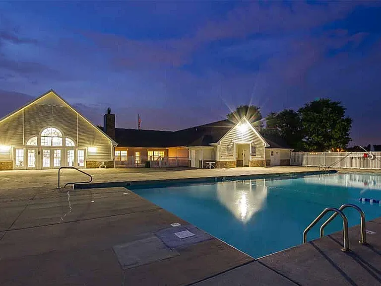 A resort-style pool is open during the summer months for residents.