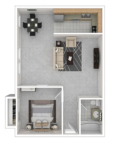 Floor plan Abby - 1 BEDROOM